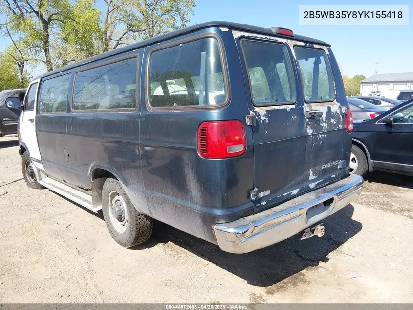 2000 Dodge Ram Wagon 3500 VIN: 2B5WB35Y8YK155418 Lot: 44872405