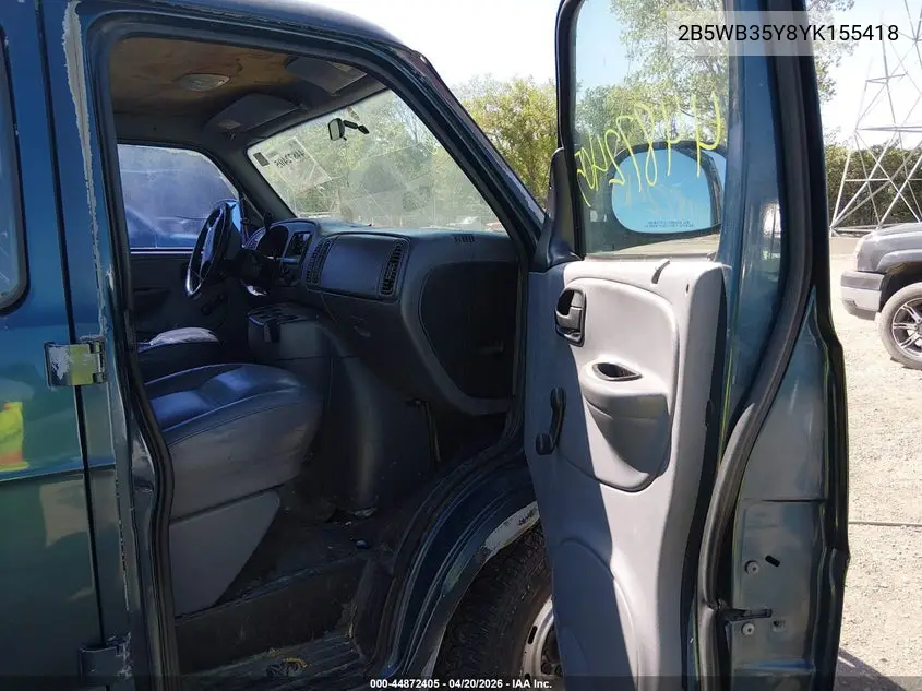 2000 Dodge Ram Wagon 3500 VIN: 2B5WB35Y8YK155418 Lot: 44872405