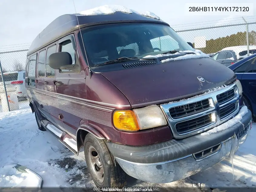 2000 Dodge Ram Van 1500 Conversion VIN: 2B6HB11Y4YK172120 Lot: 45207983