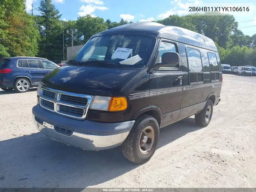 2000 Dodge Ram Van 1500 Conversion VIN: 2B6HB11X1YK106616 Lot: 45396547