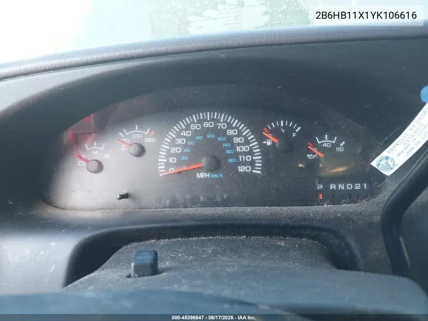 2000 Dodge Ram Van 1500 Conversion VIN: 2B6HB11X1YK106616 Lot: 45396547