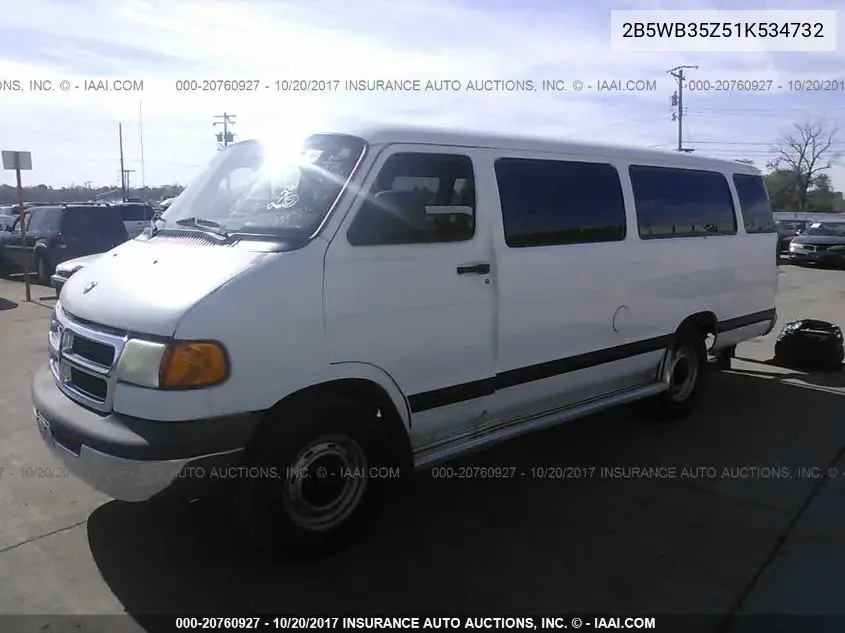 2001 Dodge Ram Wagon B3500 VIN: 2B5WB35Z51K534732 Lot: 20760927