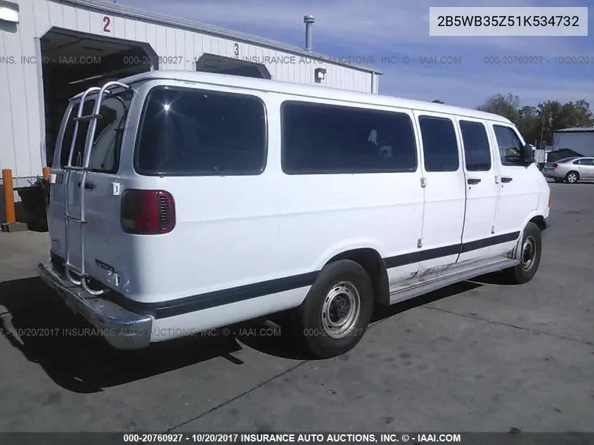 2001 Dodge Ram Wagon B3500 VIN: 2B5WB35Z51K534732 Lot: 20760927