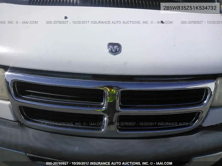 2001 Dodge Ram Wagon B3500 VIN: 2B5WB35Z51K534732 Lot: 20760927