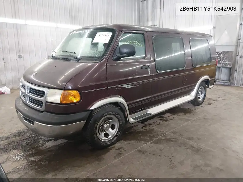 2001 Dodge Ram Van 1500 Conversion VIN: 2B6HB11Y51K542903 Lot: 45375361