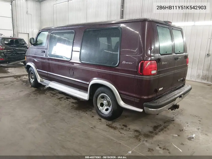 2001 Dodge Ram Van 1500 Conversion VIN: 2B6HB11Y51K542903 Lot: 45375361