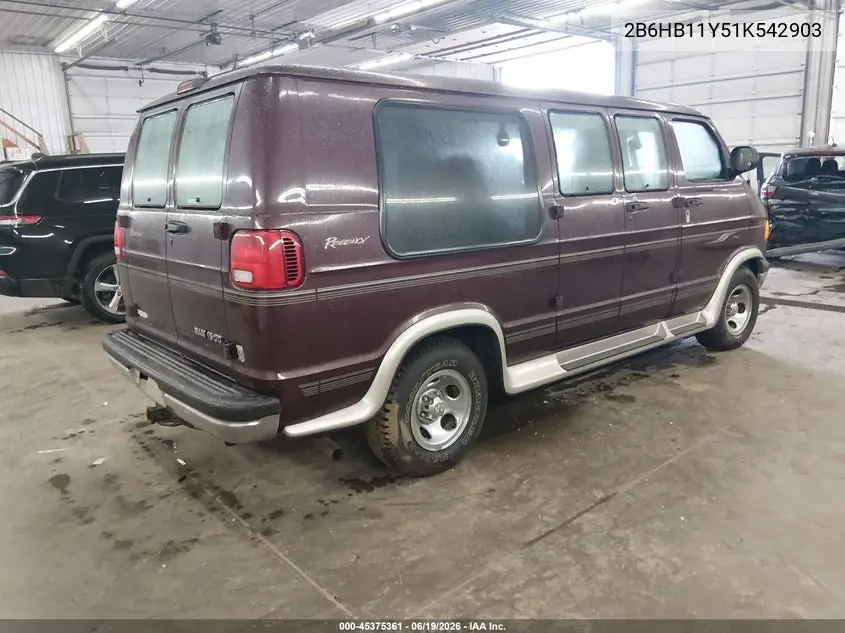 2001 Dodge Ram Van 1500 Conversion VIN: 2B6HB11Y51K542903 Lot: 45375361