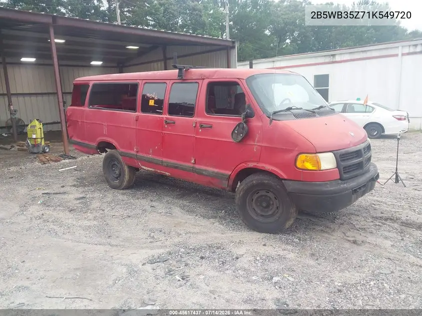 2001 Dodge Ram Wagon 3500 VIN: 2B5WB35Z71K549720 Lot: 45617437