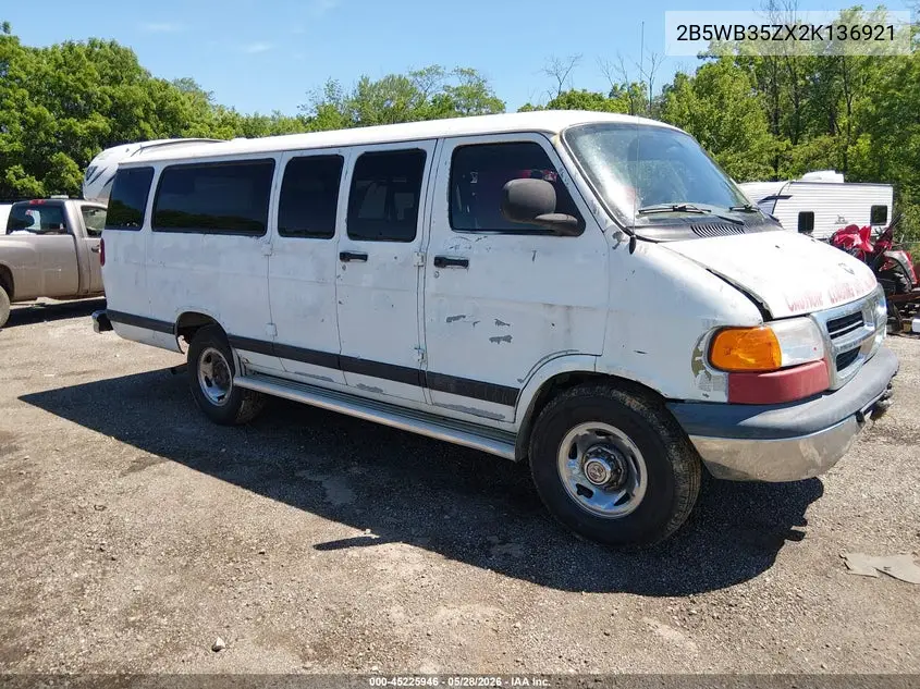2002 Dodge Ram Wagon 3500 VIN: 2B5WB35ZX2K136921 Lot: 45225946