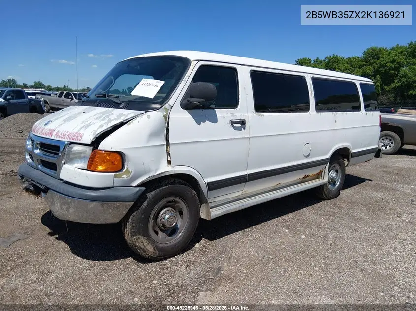 2002 Dodge Ram Wagon 3500 VIN: 2B5WB35ZX2K136921 Lot: 45225946