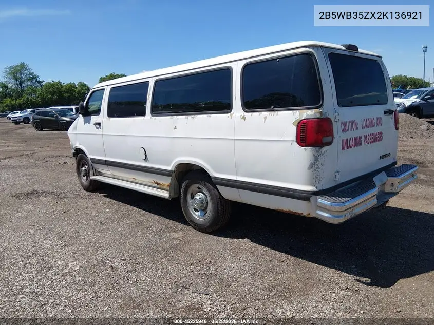 2002 Dodge Ram Wagon 3500 VIN: 2B5WB35ZX2K136921 Lot: 45225946