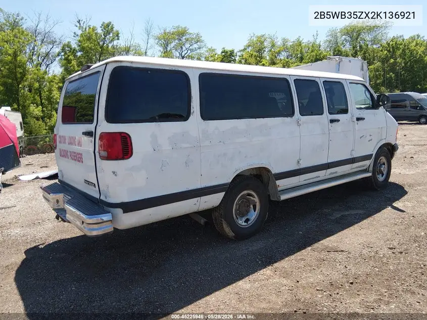 2002 Dodge Ram Wagon 3500 VIN: 2B5WB35ZX2K136921 Lot: 45225946