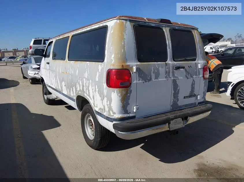 2002 Dodge Ram Wagon 2500 VIN: 2B4JB25Y02K107573 Lot: 45309951