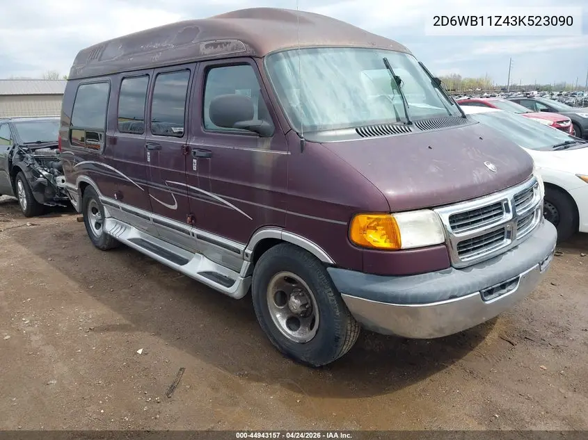 2003 Dodge Ram Van 1500 Conversion VIN: 2D6WB11Z43K523090 Lot: 44943157