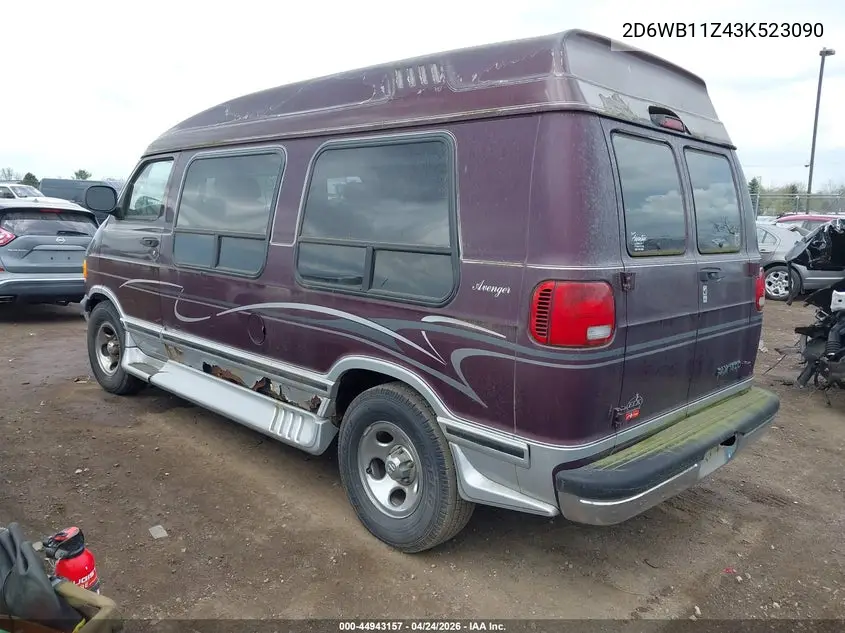 2003 Dodge Ram Van 1500 Conversion VIN: 2D6WB11Z43K523090 Lot: 44943157