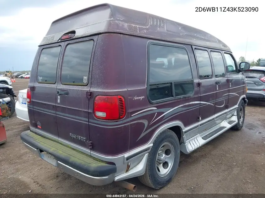 2003 Dodge Ram Van 1500 Conversion VIN: 2D6WB11Z43K523090 Lot: 44943157