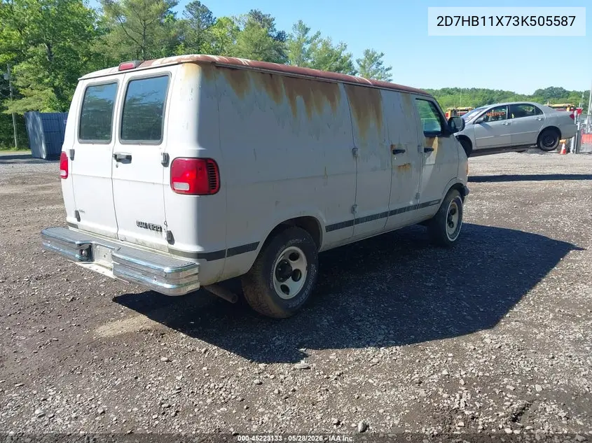 2003 Dodge Ram Van 1500 Conversion VIN: 2D7HB11X73K505587 Lot: 45223133