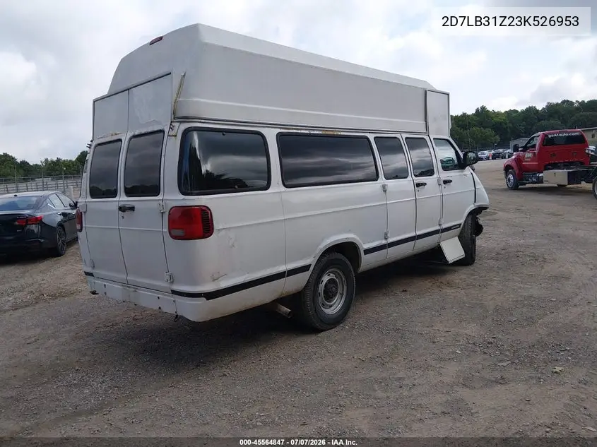 2003 Dodge Ram Van 3500 Conversion VIN: 2D7LB31Z23K526953 Lot: 45564847