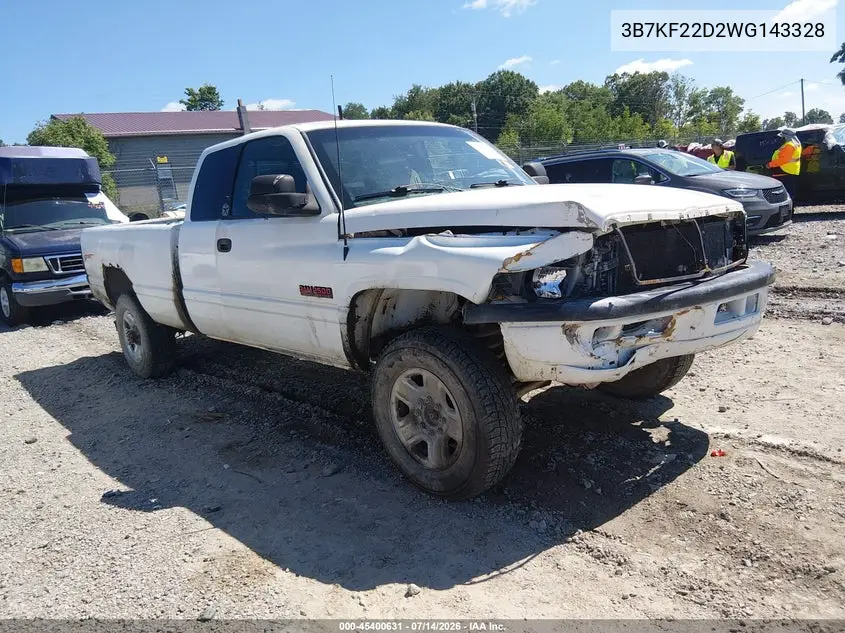 1998 Dodge Ram 2500 St VIN: 3B7KF22D2WG143328 Lot: 45400631