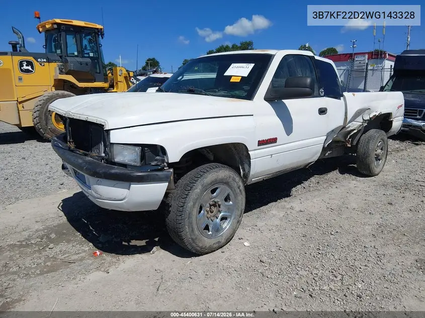 1998 Dodge Ram 2500 St VIN: 3B7KF22D2WG143328 Lot: 45400631