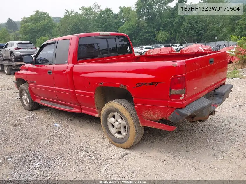 1998 Dodge Ram 1500 St VIN: 1B7HF13Z3WJ170504 Lot: 45647095