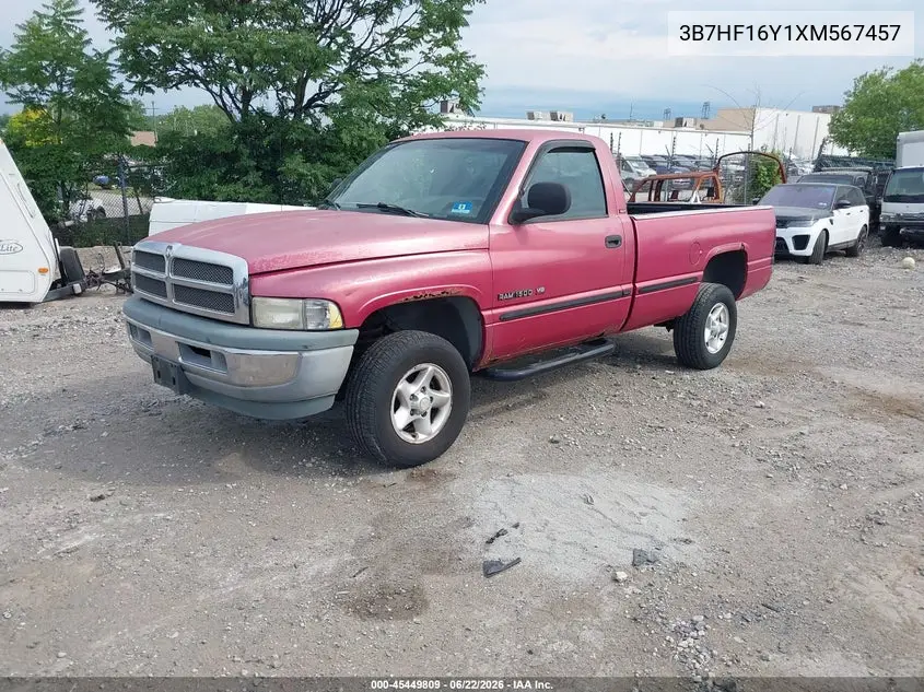 1999 Dodge Ram 1500 St VIN: 3B7HF16Y1XM567457 Lot: 45449809