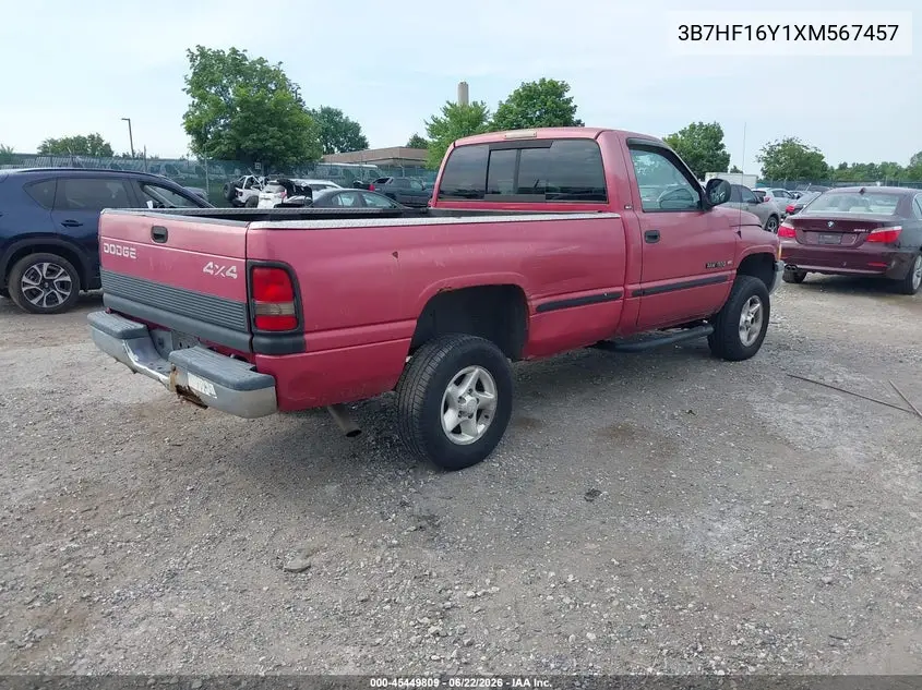 1999 Dodge Ram 1500 St VIN: 3B7HF16Y1XM567457 Lot: 45449809