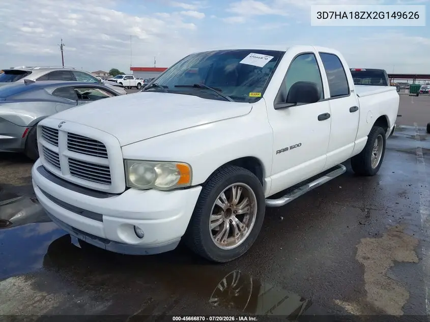 2002 Dodge Ram 1500 St VIN: 3D7HA18ZX2G149626 Lot: 45666870