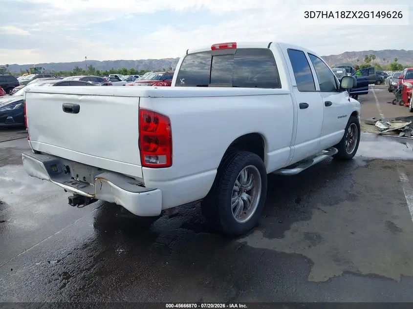 2002 Dodge Ram 1500 St VIN: 3D7HA18ZX2G149626 Lot: 45666870