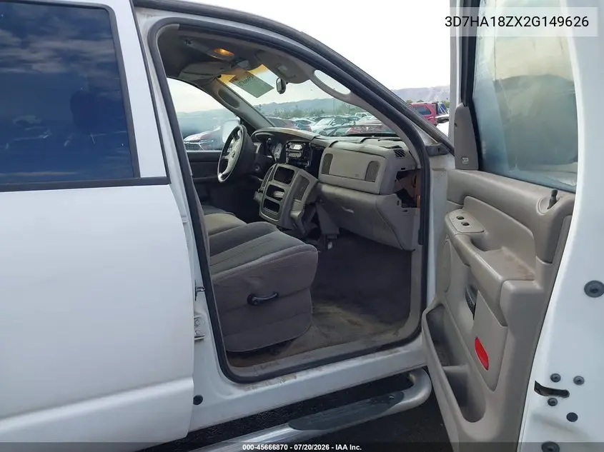 2002 Dodge Ram 1500 St VIN: 3D7HA18ZX2G149626 Lot: 45666870