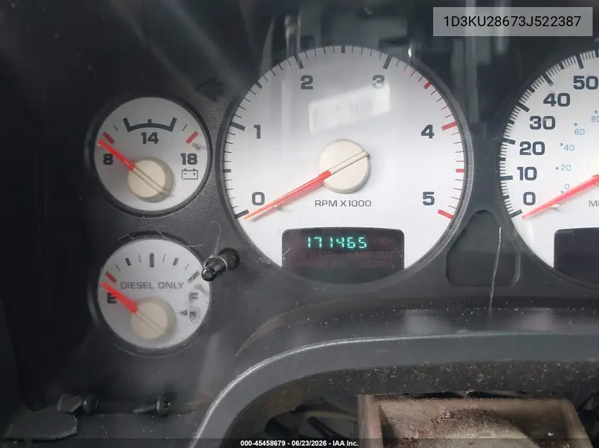 2003 Dodge Ram 2500 Slt/Laramie/St VIN: 1D3KU28673J522387 Lot: 45458679