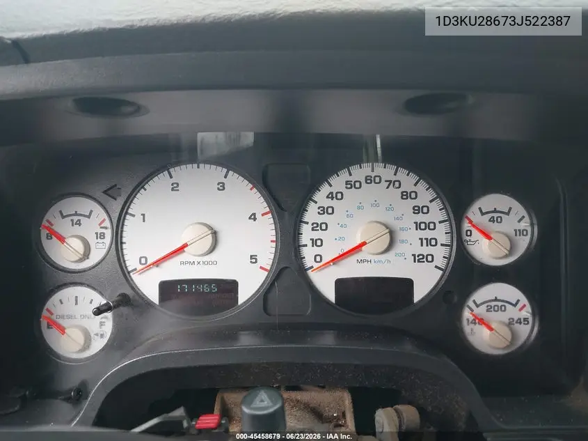 2003 Dodge Ram 2500 Slt/Laramie/St VIN: 1D3KU28673J522387 Lot: 45458679