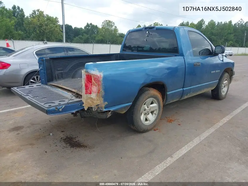 2005 Dodge Ram 1500 St VIN: 1D7HA16NX5J502840 Lot: 45660479