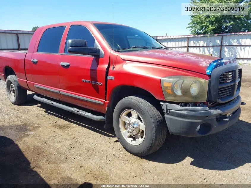 2007 Dodge Ram 1500 Slt VIN: 3D7KR19D27G809019 Lot: 45581459