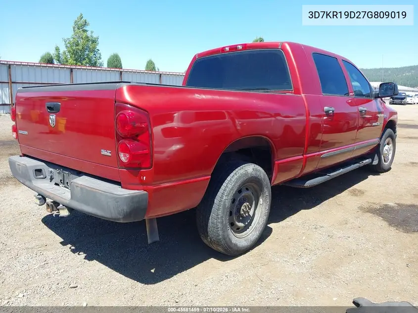 2007 Dodge Ram 1500 Slt VIN: 3D7KR19D27G809019 Lot: 45581459
