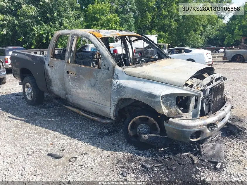 2008 Dodge Ram 2500 Slt/Power Wagon VIN: 3D7KS28A18G106868 Lot: 45592104