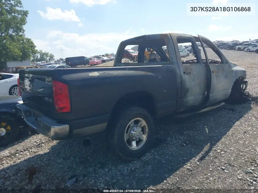 2008 Dodge Ram 2500 Slt/Power Wagon VIN: 3D7KS28A18G106868 Lot: 45592104