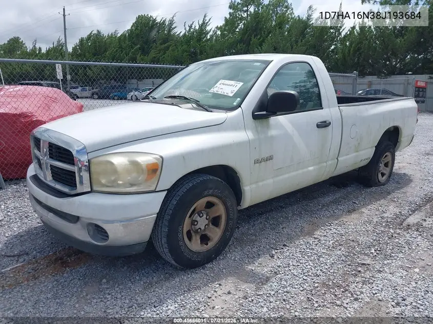 2008 Dodge Ram 1500 Slt VIN: 1D7HA16N38J193684 Lot: 45666011