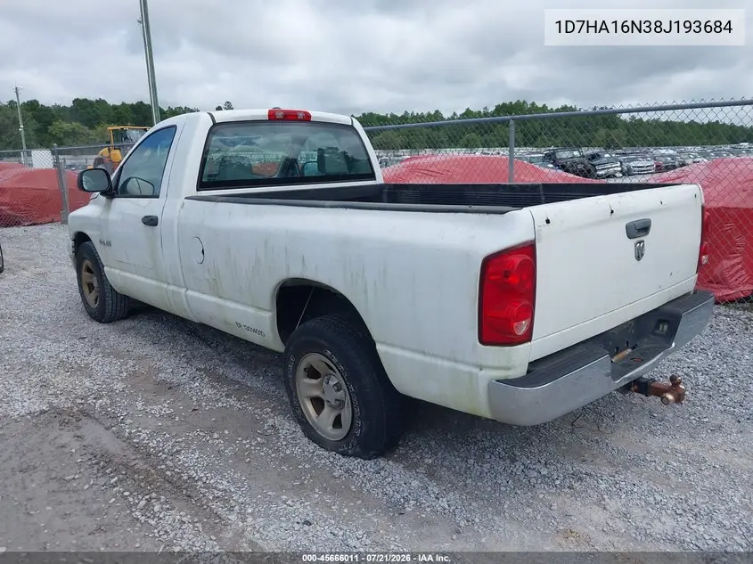 2008 Dodge Ram 1500 Slt VIN: 1D7HA16N38J193684 Lot: 45666011