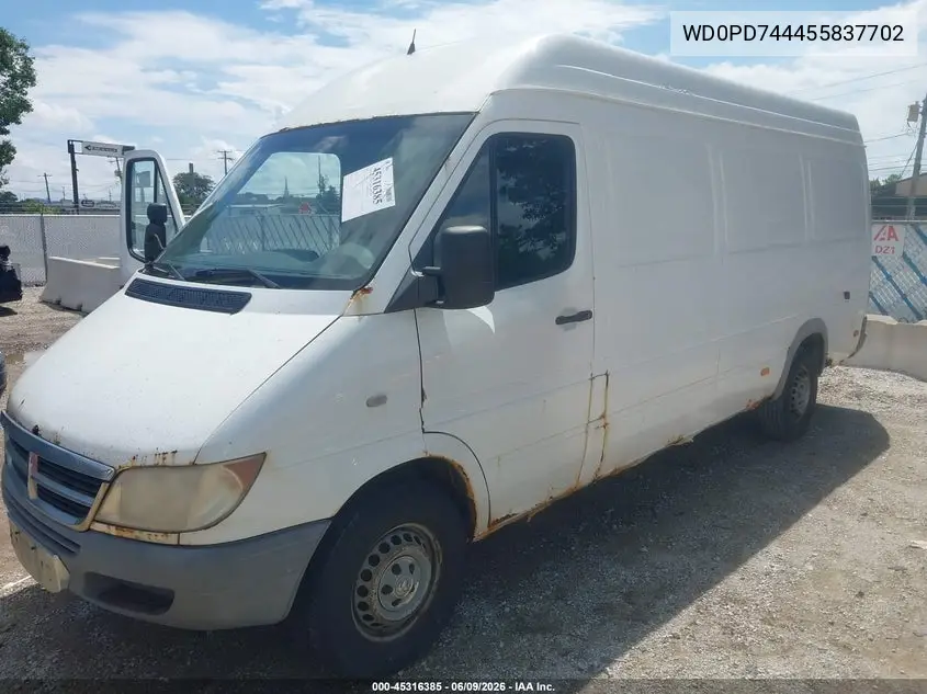 2005 Dodge Sprinter Van 2500 Shc VIN: WD0PD744455837702 Lot: 45316385