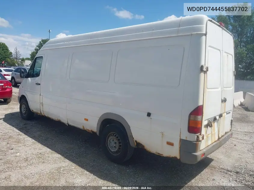 2005 Dodge Sprinter Van 2500 Shc VIN: WD0PD744455837702 Lot: 45316385