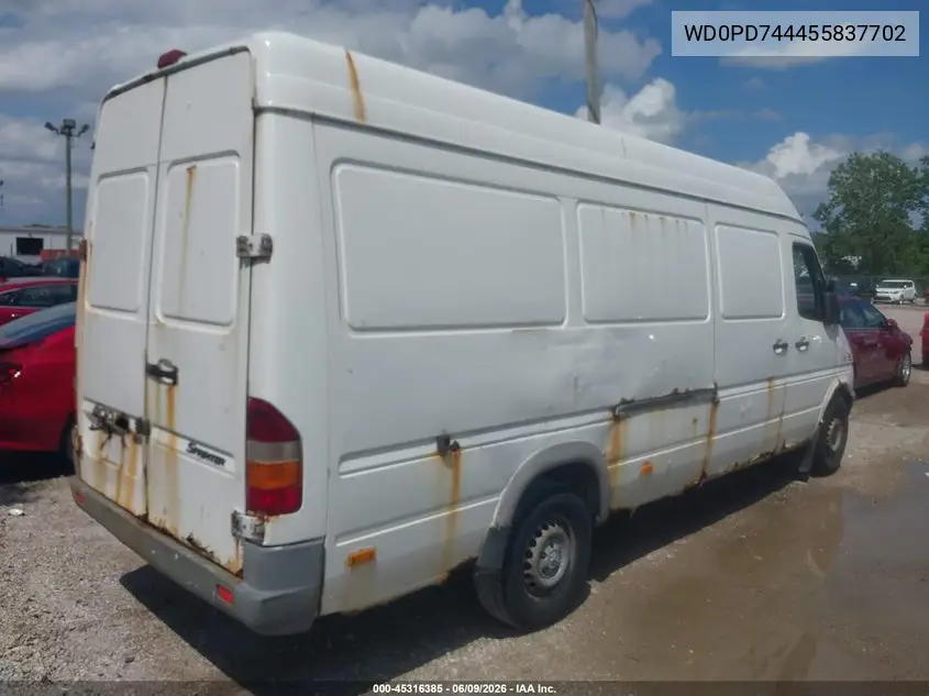 2005 Dodge Sprinter Van 2500 Shc VIN: WD0PD744455837702 Lot: 45316385