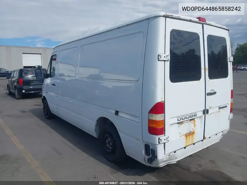2006 Dodge Sprinter Van 2500 Hc VIN: WD0PD644865858242 Lot: 45150627