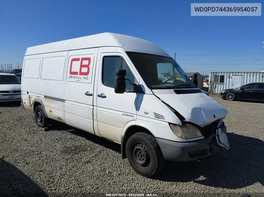 2006 Dodge Sprinter Van 2500 Shc VIN: WD0PD744365954057 Lot: 45174475