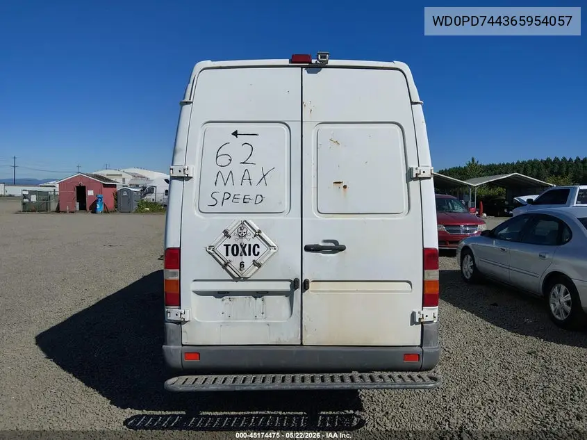 2006 Dodge Sprinter Van 2500 Shc VIN: WD0PD744365954057 Lot: 45174475