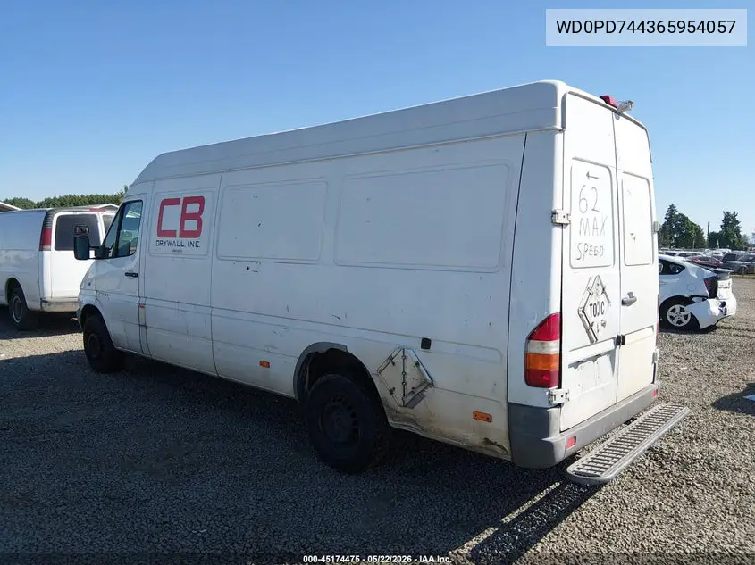 2006 Dodge Sprinter Van 2500 Shc VIN: WD0PD744365954057 Lot: 45174475