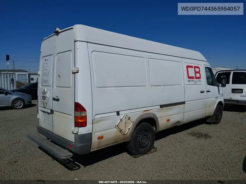 2006 Dodge Sprinter Van 2500 Shc VIN: WD0PD744365954057 Lot: 45174475