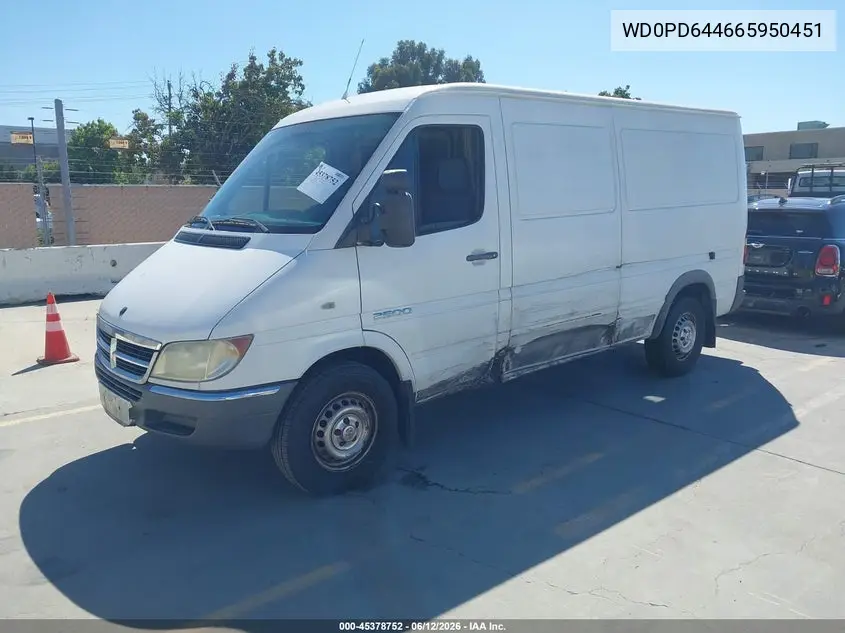 2006 Dodge Sprinter Van 2500 Hc VIN: WD0PD644665950451 Lot: 45378752