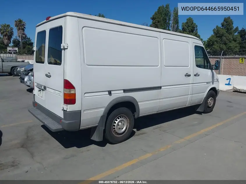 2006 Dodge Sprinter Van 2500 Hc VIN: WD0PD644665950451 Lot: 45378752
