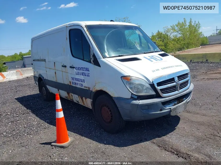 2007 Dodge Sprinter Van 2500 VIN: WD0PE745075210987 Lot: 45024171
